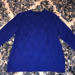Karen Scott Blue Beaded Sweater